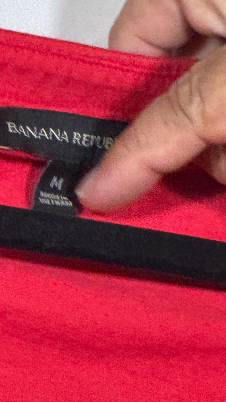 Banana Republic Medium Red Blouse Layered Ruffle Short Sleeve